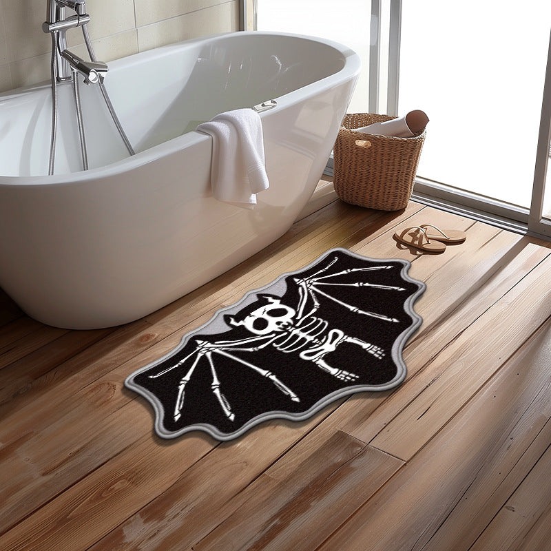 goth Skeleton Bat Rug