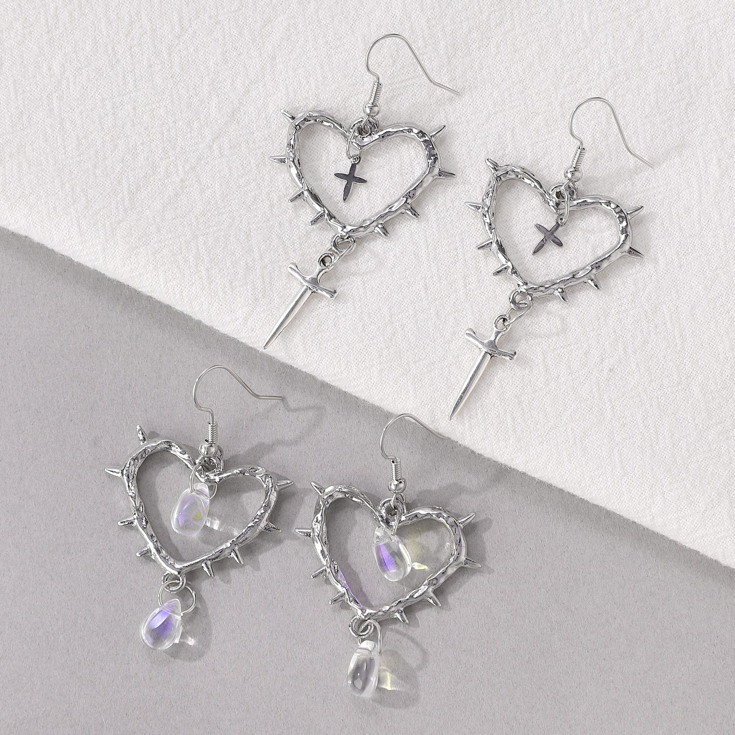 gothic Thorn Heart Earrings For Women