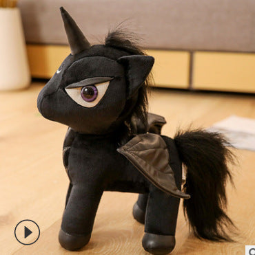 gray Gothic Black Unicorn Plushie animal