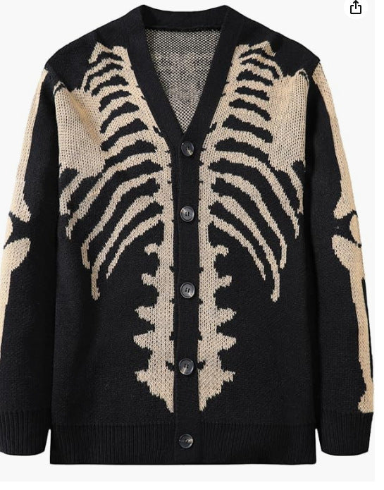Skeleton Cardigan Knitted Sweater