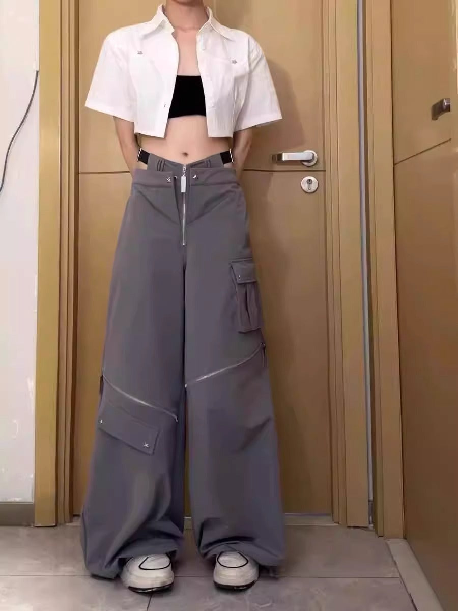 grey Ripped Trousers for Women