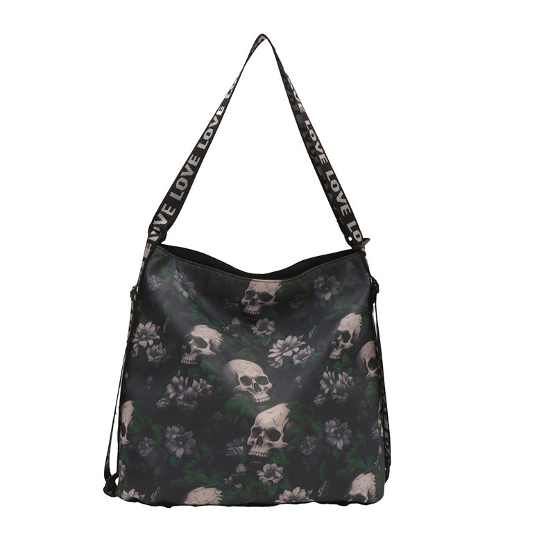 green 2 in 1 Convertible Floral Skull Pattern Backpack