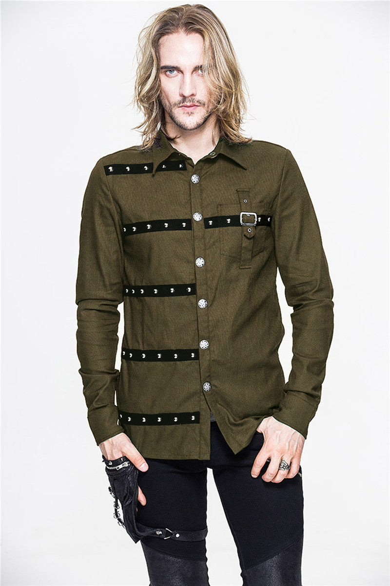 green Mens Punk Gothic Shirt