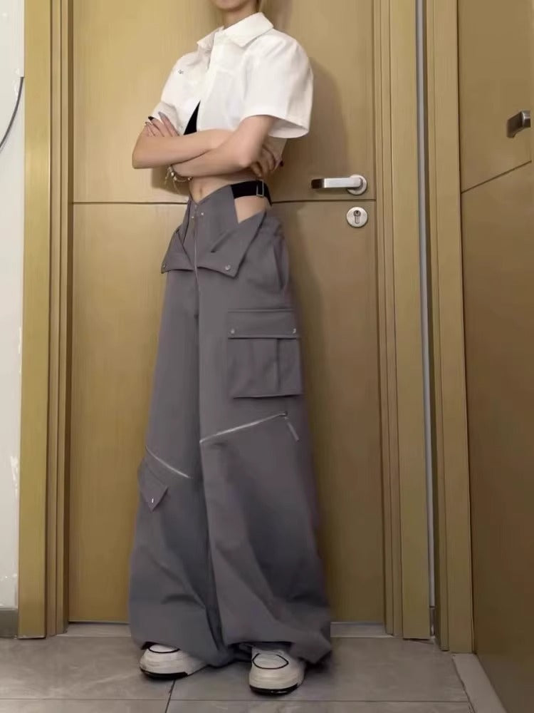 grey Ripped Trousers for Women