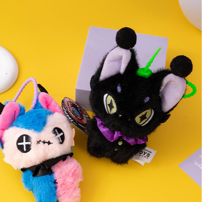 spooky Gothic Lynx keychain Plush Animal Joker Design