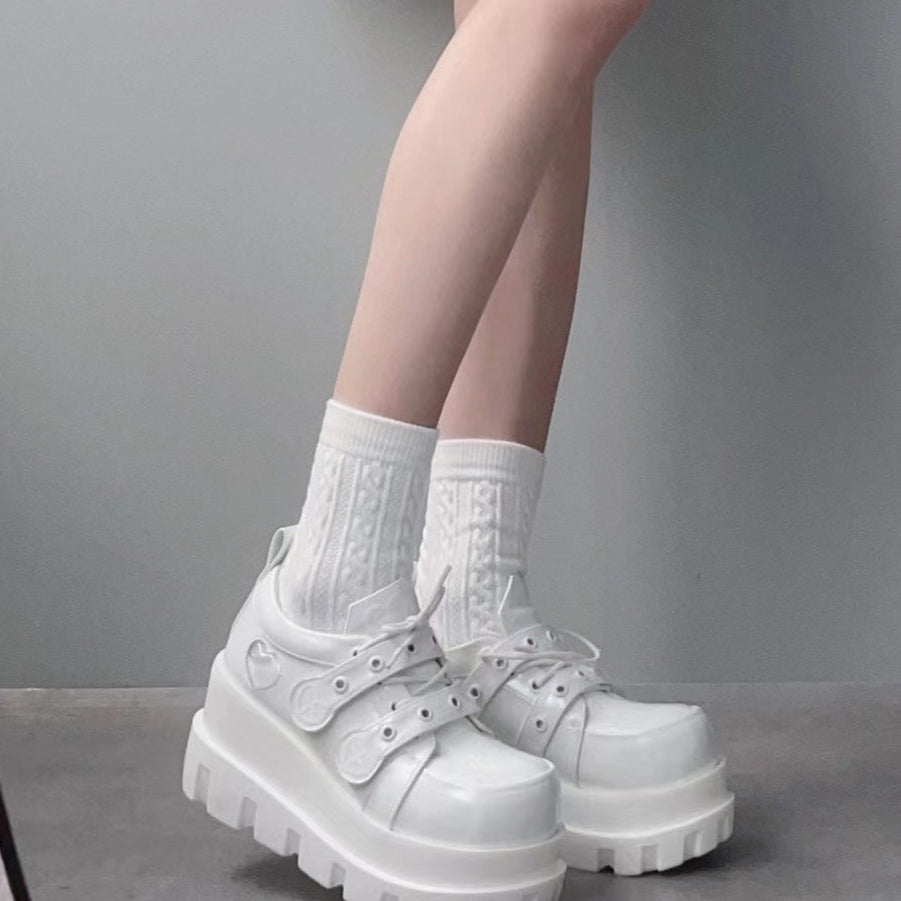 Goth Platform Shoes white  Vegan Leather