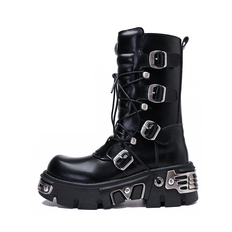 tall Black Platform Boots Men's