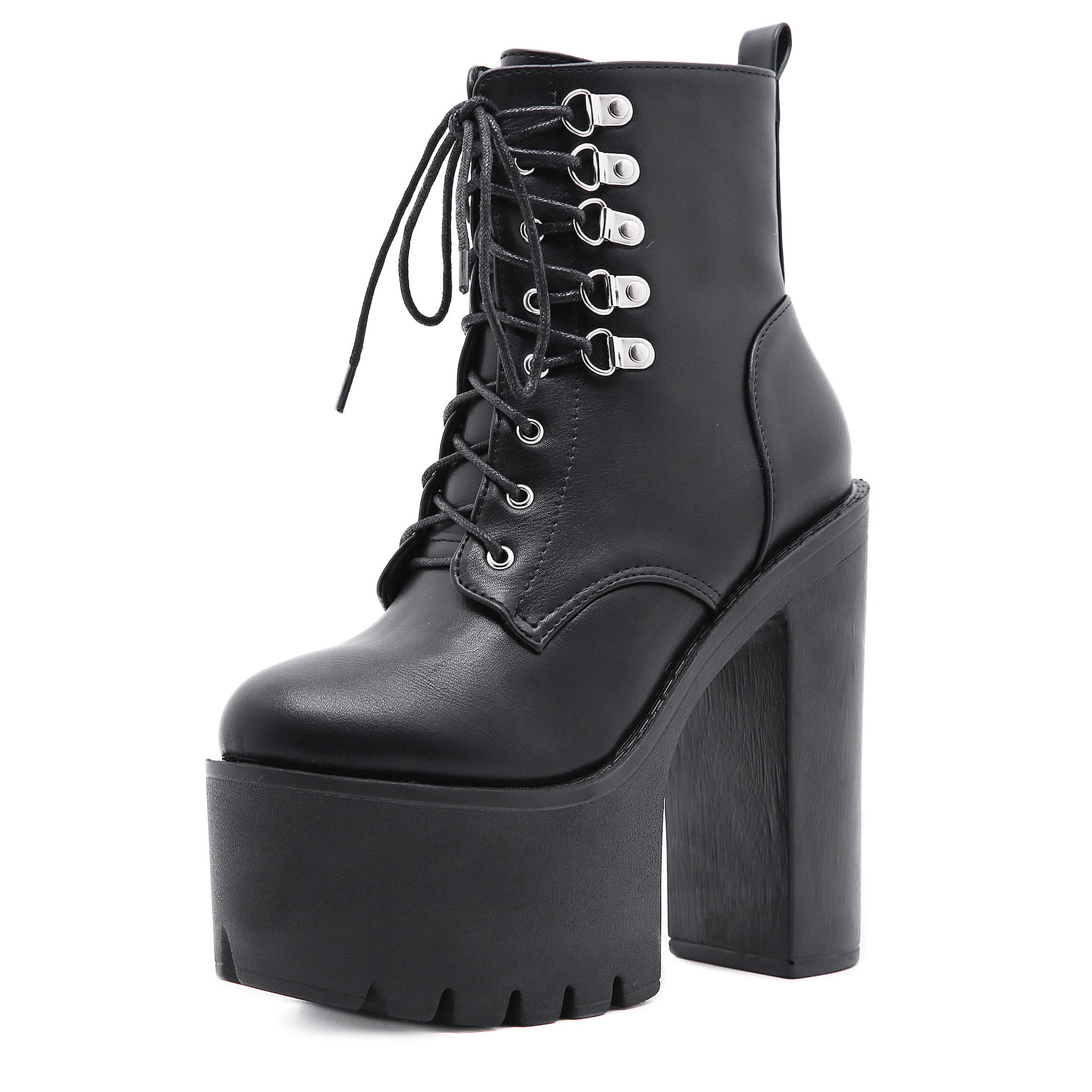 high heel Black Womens Platform Boots Goth Style