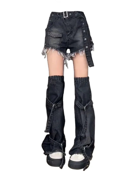 Denim Shorts with Denim Leg jean warmers