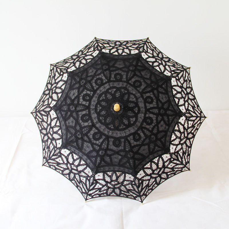 lace Black Gothic Sun Umbrella