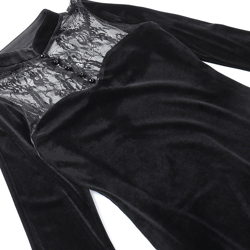 lace Long Sleeved Black Goth Dress
