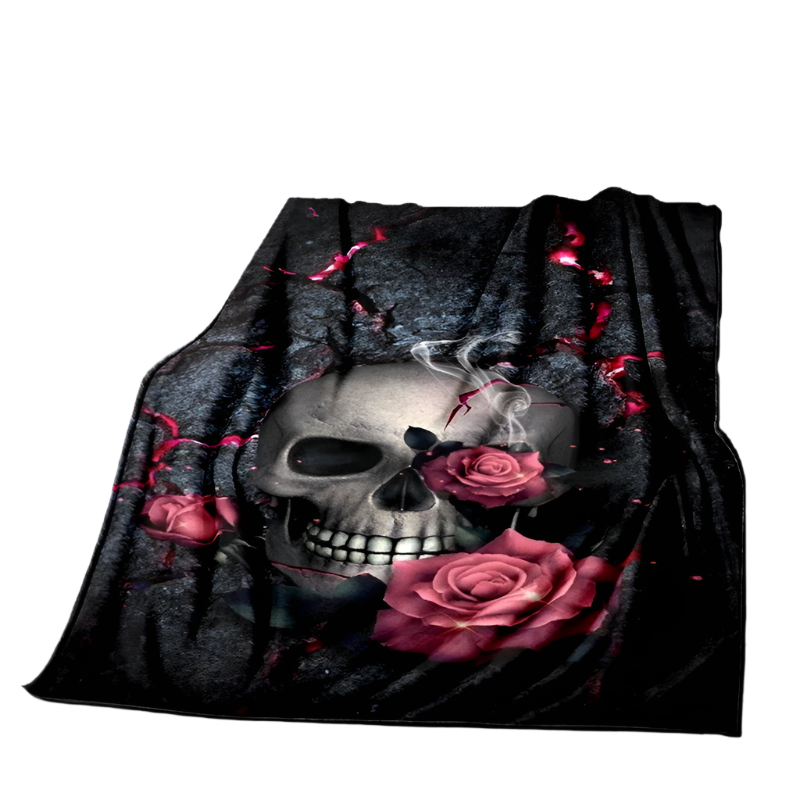 lava Pink Rose Skull Blanket