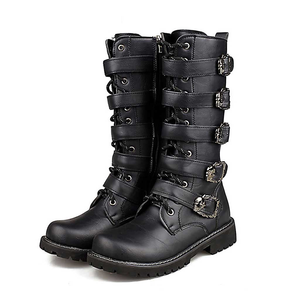 leather Gothic Knee Boots for Men