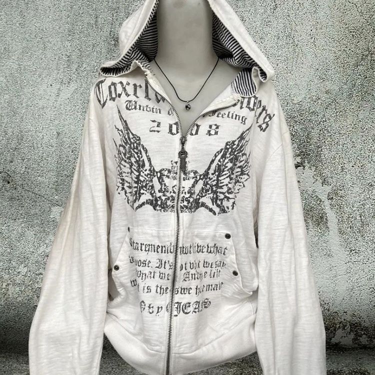 White Goth Hoodie Jacket