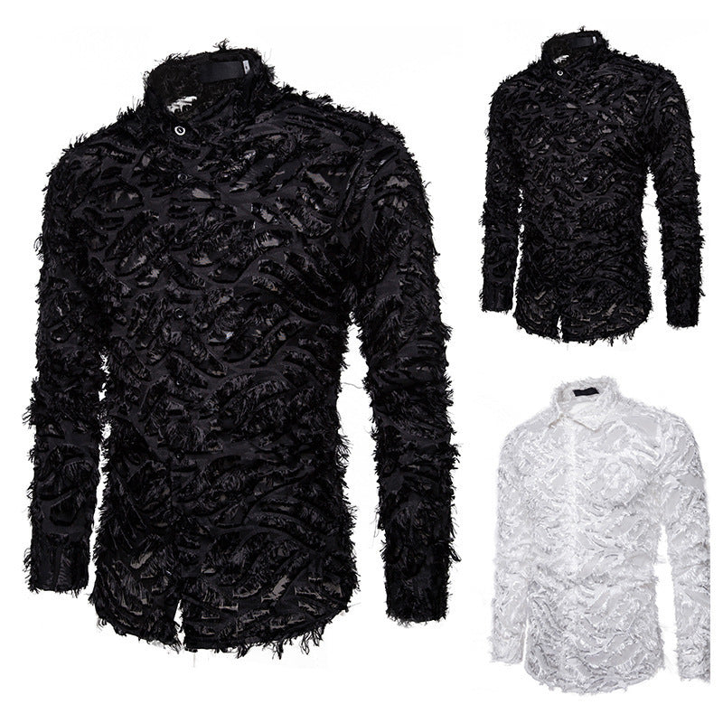 punk Black Feather Shirt for Men