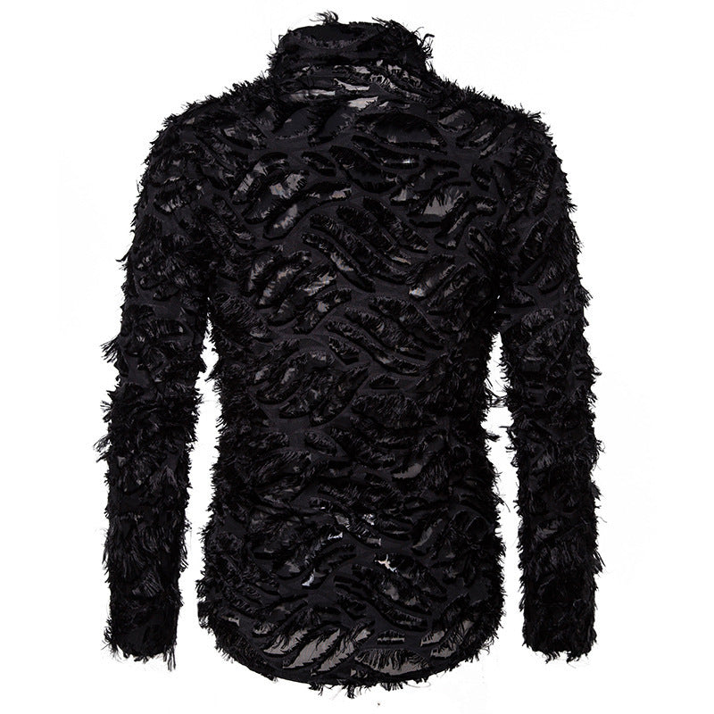 long sleeves Black Feather Shirt for Men