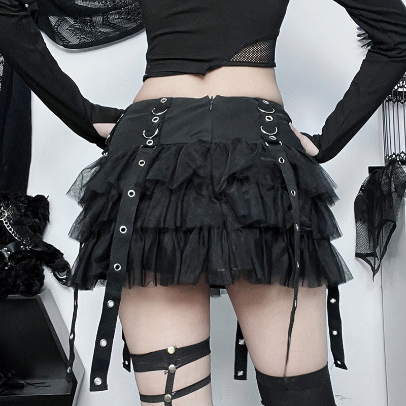 long straps Goth Mini Skirt