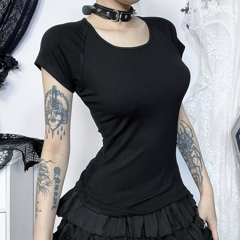 mesh Gothic Sheer Backless T-Shirt