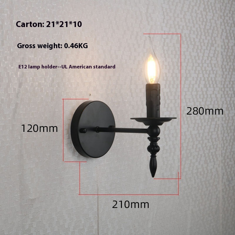 metallic Black Retro Gothic Wall Lamp Candle