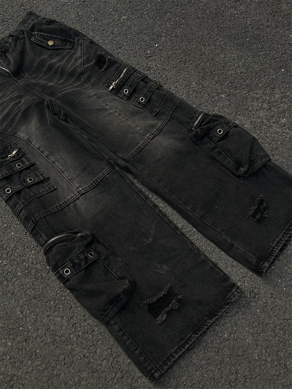 metal details Black Jeans for Men
