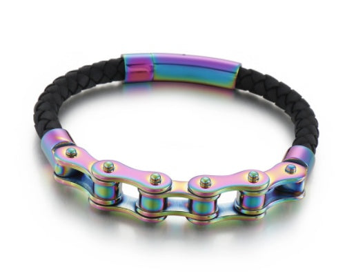 multicolor pink blue Bike Chain Bracelet