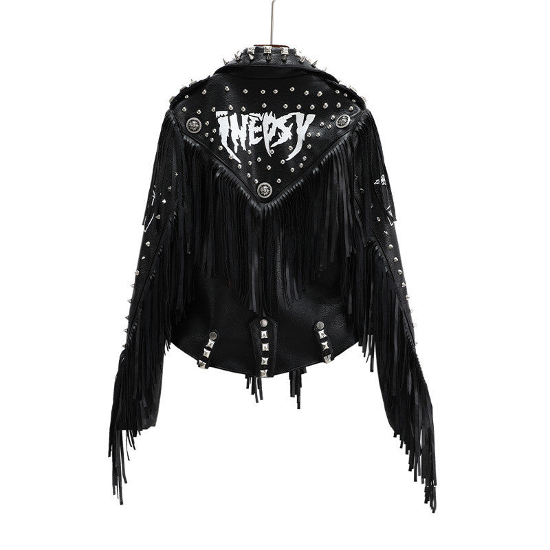 motorcycle Black Leather Punk Goth Jacket