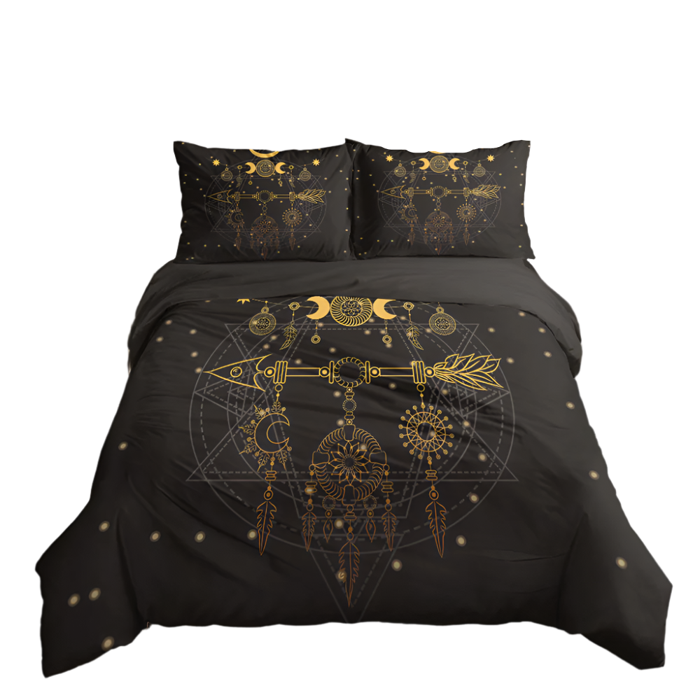 occult Black Witchy Moon Bedding Set