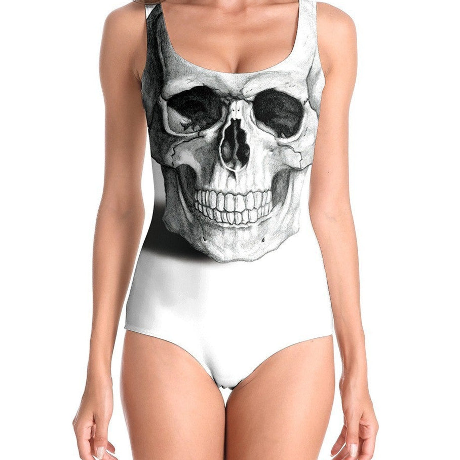 one piece White Skull Beachwear Swimsuit