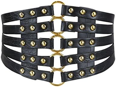 o rings Wide Goth Multi Layer Belt Leather Womens