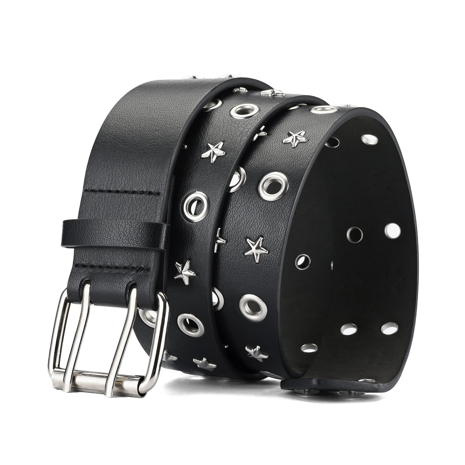 pin buckle Black Punk Leather Belt Vegan