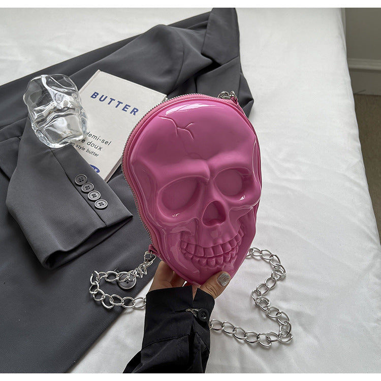 pink 3D Skull Crossbody Bag Gothic Womens