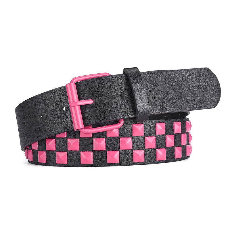 black pink
Emo Punk Studded Plaid Checked Belt