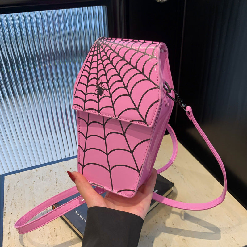 pink Gothic Spider Bag Crossbody with Spider Web