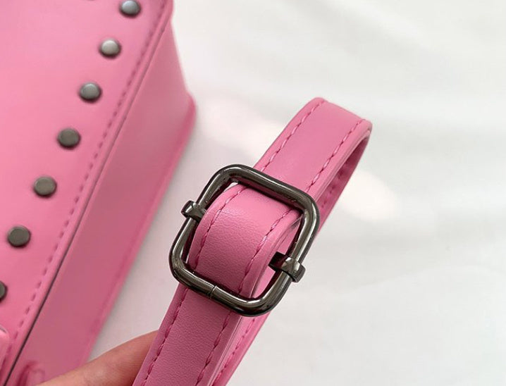 pink Leather Goth Purse Skull and Crossbones