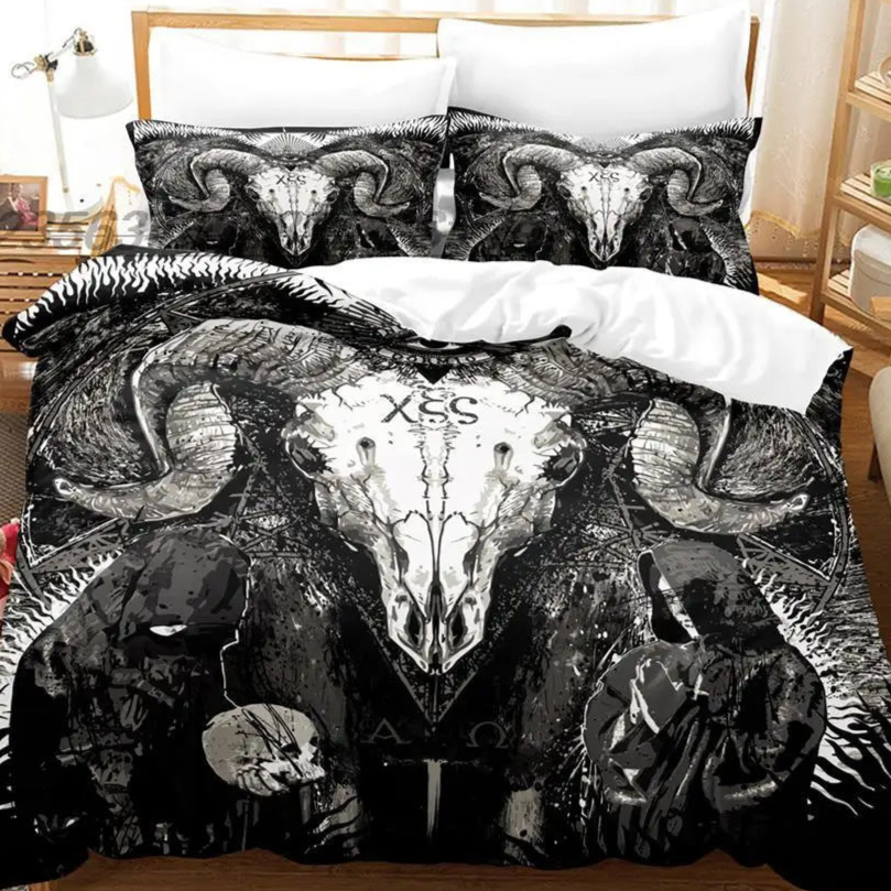 black white Demon Goat Bed Set