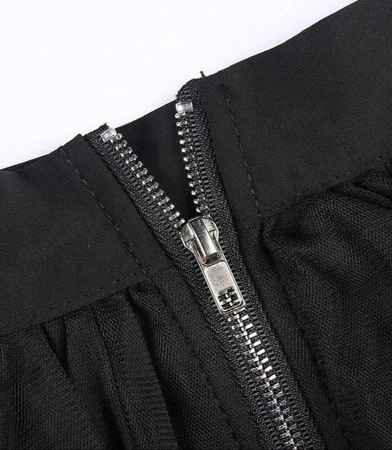puffy High Low Black Bubble Skirt goth