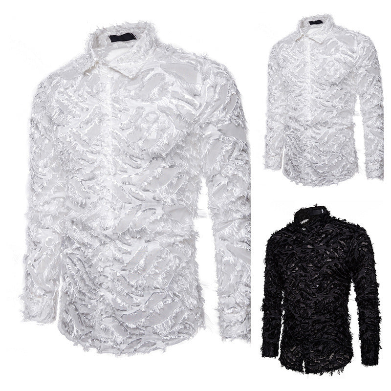 long sleeved Black Feather Shirt for Men