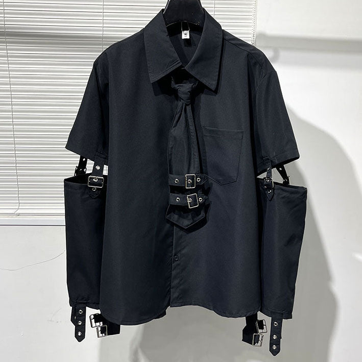 punk Gothic Shirt with Tie Mens