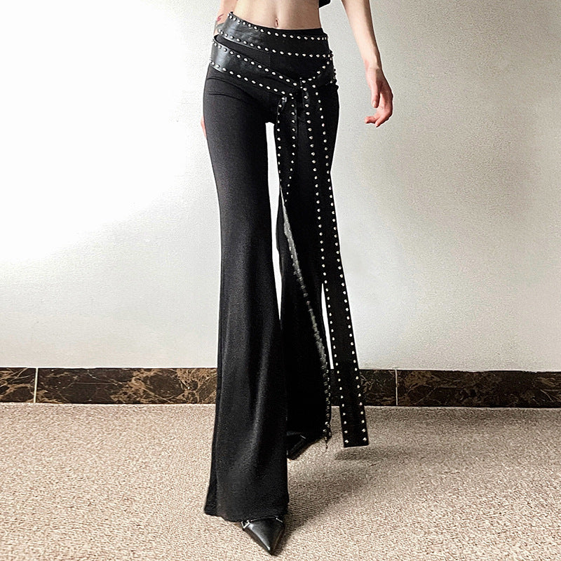 punk Long Belt Flare Pants
