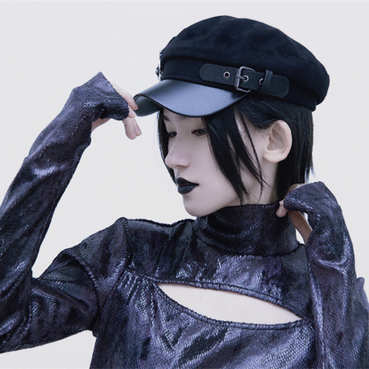 punk Spider Web Hat Gothic Black with Spider