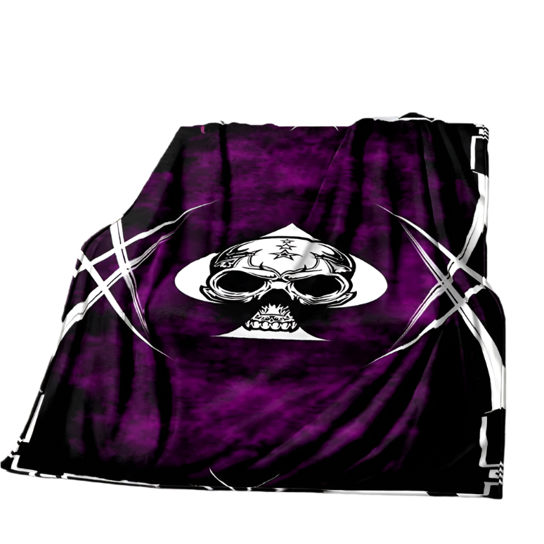 purple Skull Ace Gothic Blanket