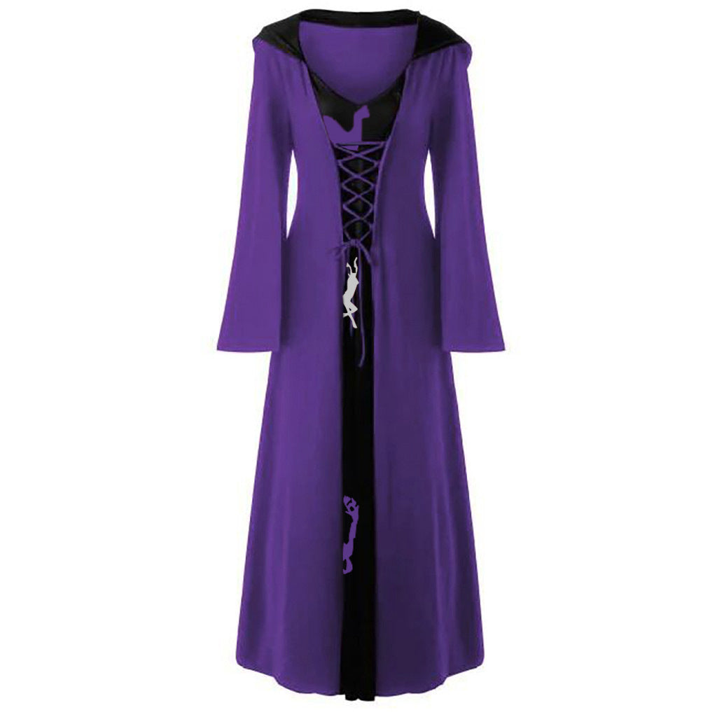 purple Witchy Hooded Long Dress