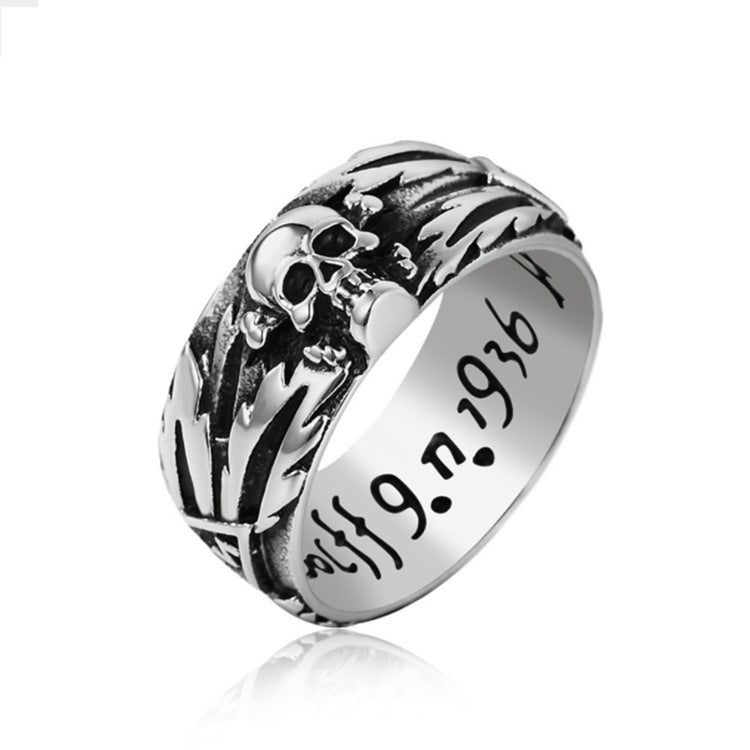 Engraved pirate Skull Ring Band
