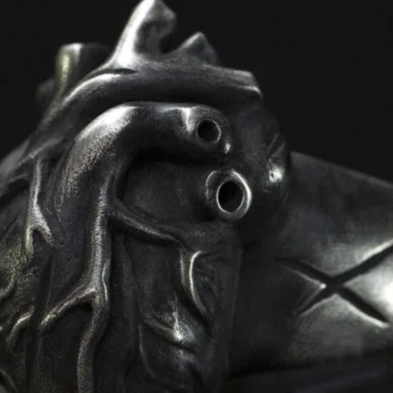 realistic Black Human Heart Ring