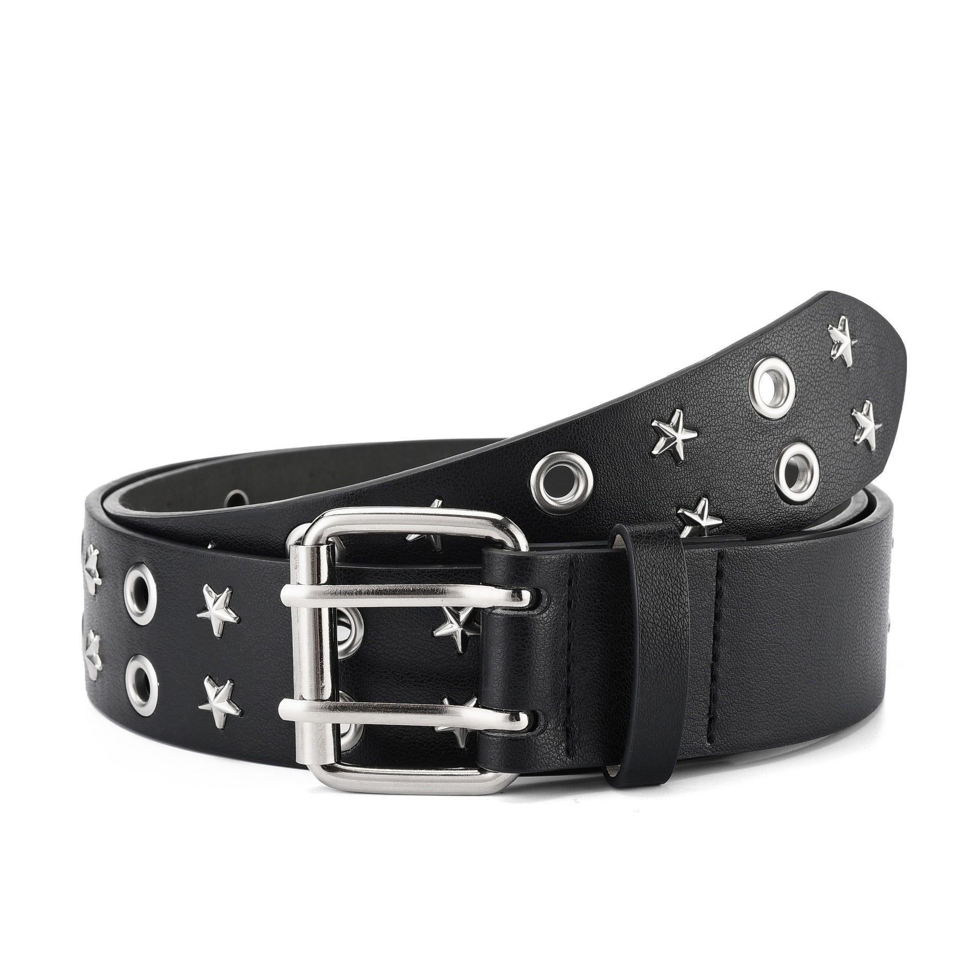 square Black Punk Leather Belt Vegan