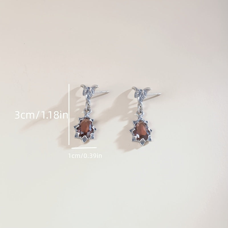 Bat red Crystal Drop Earrings Womens