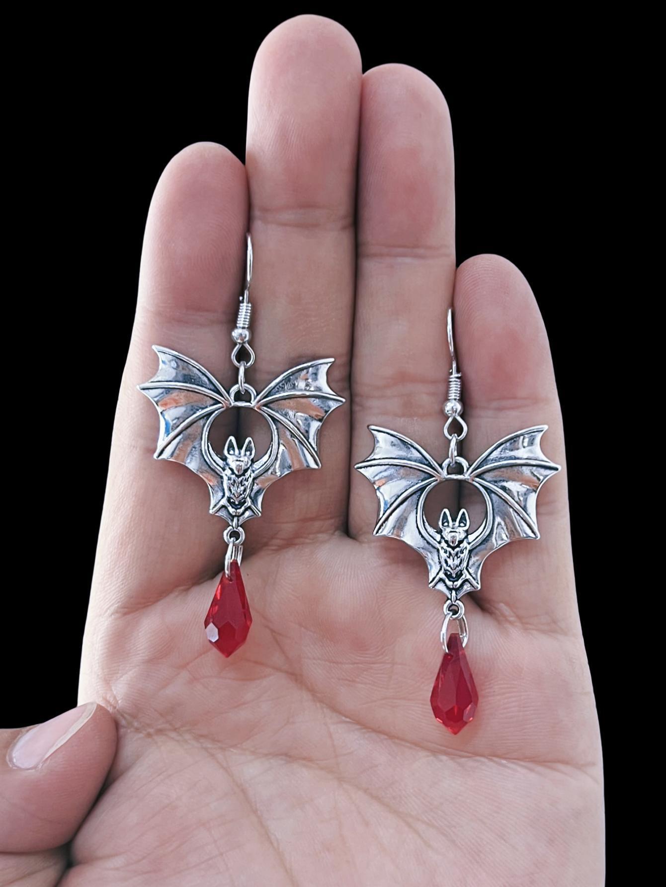 Crystal Bat Shaped Earrings for Women