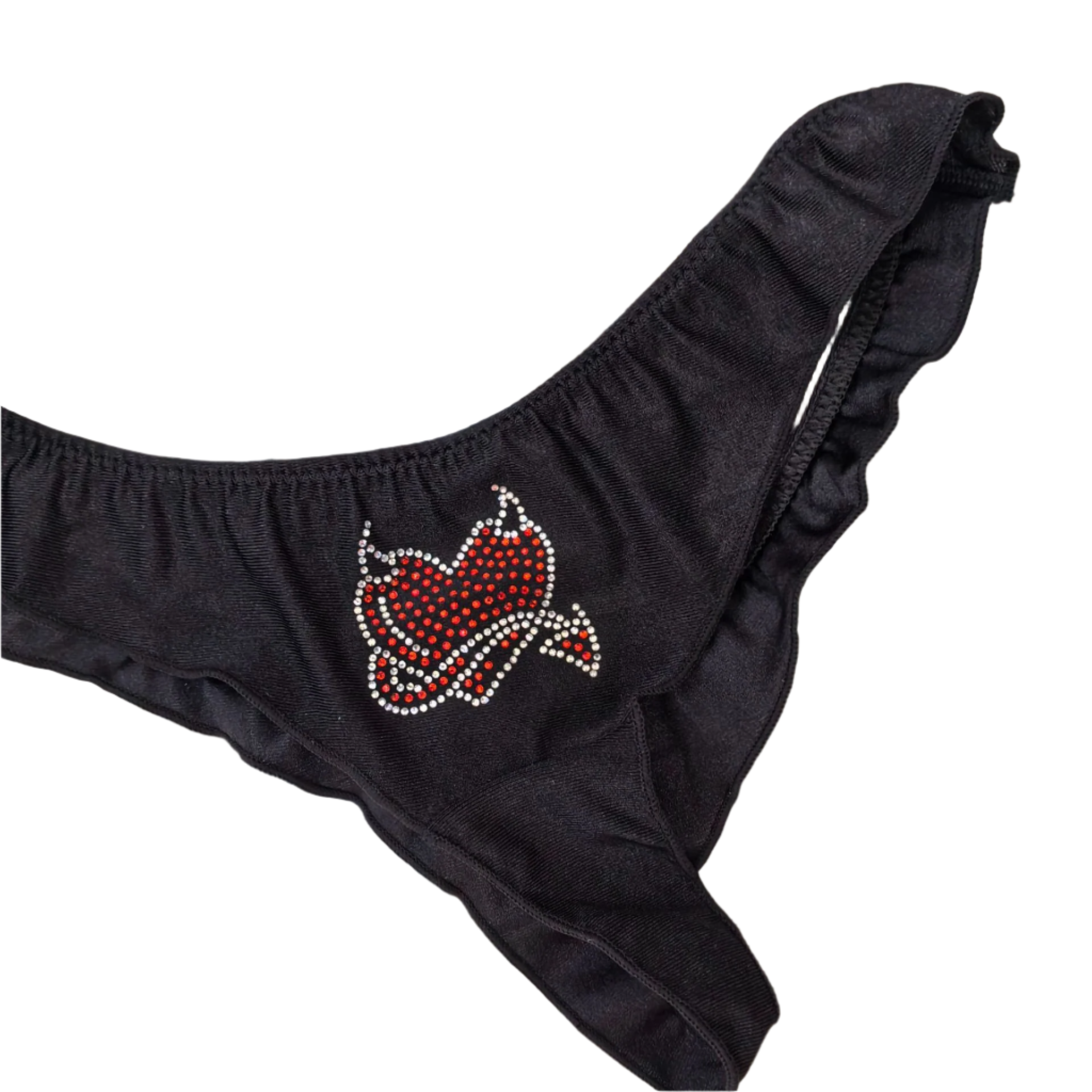 red Devil Heart Rhinestone Goth Panty