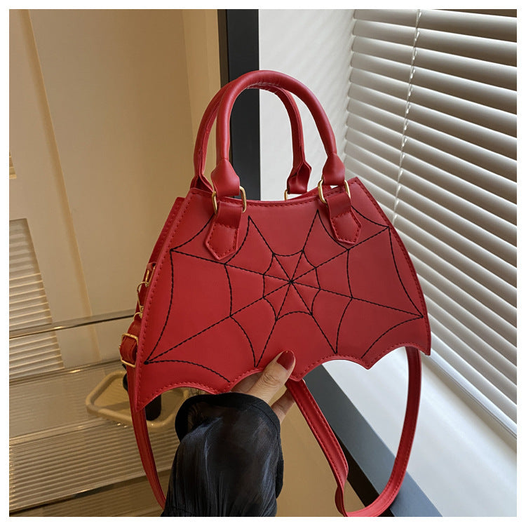 red Goth Bat Spider Web Purse