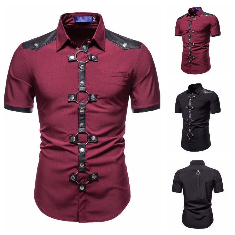 red Black Gothic Short Sleeve Shirt body chain